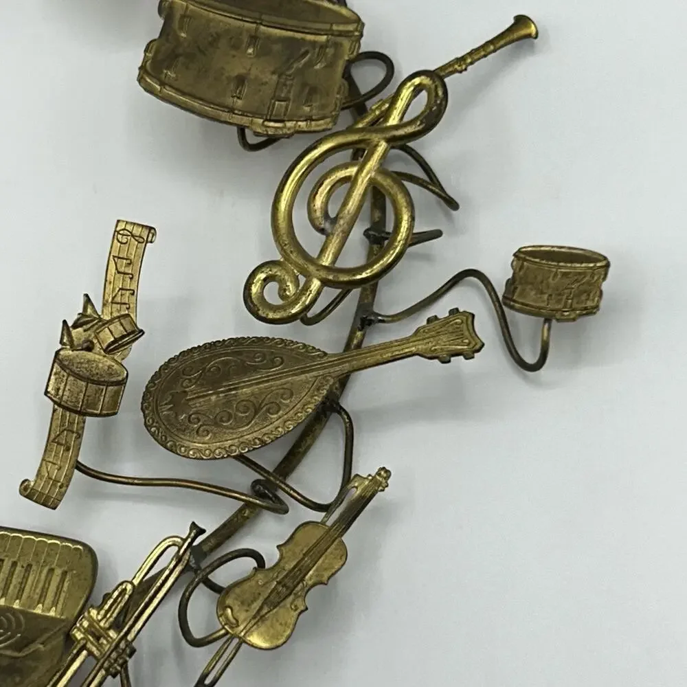 Dresden Petite Brass Musical Instrument Wreath Vintage 9” 28 pcs Gold, Germany